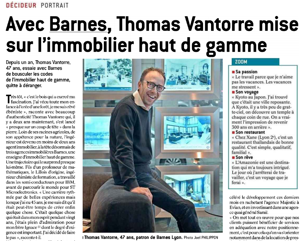 Thomas Vantorre, Directeur Général BARNES Lyon et Evian